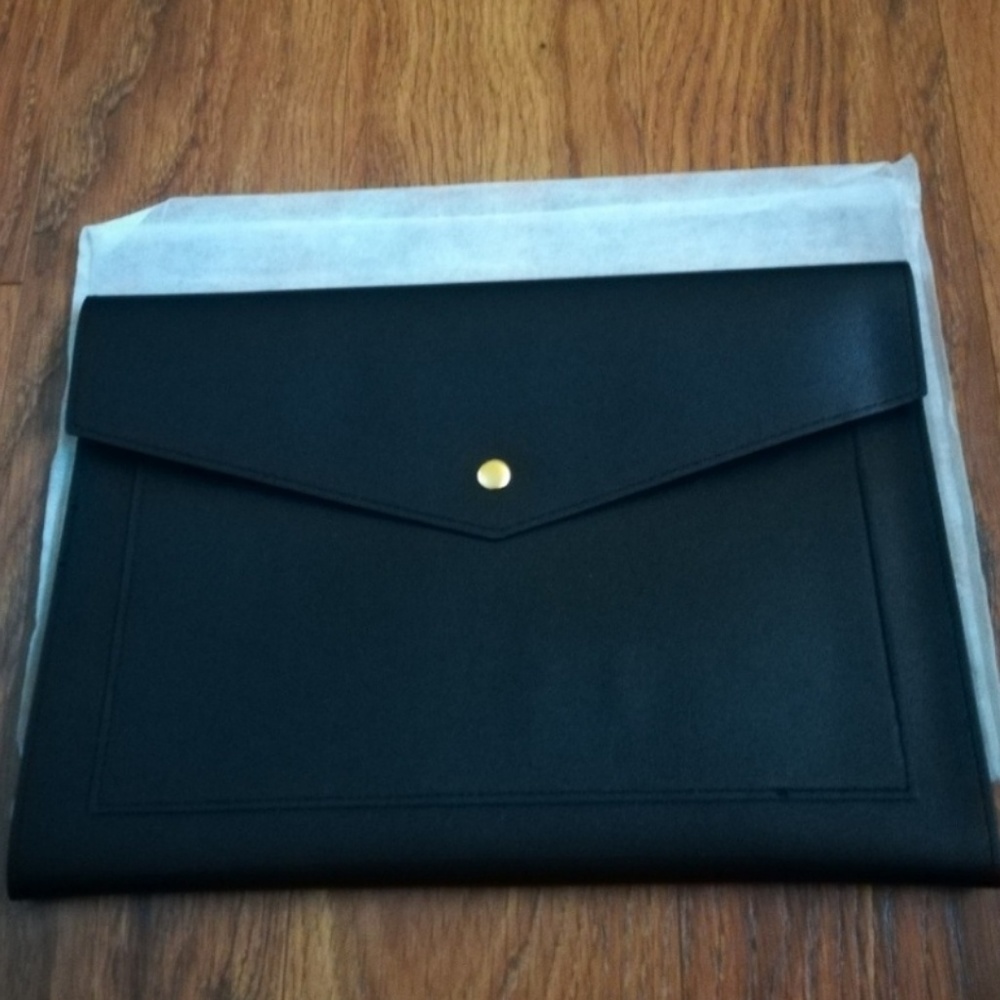 Black Envelope Clutch with Gold Snap